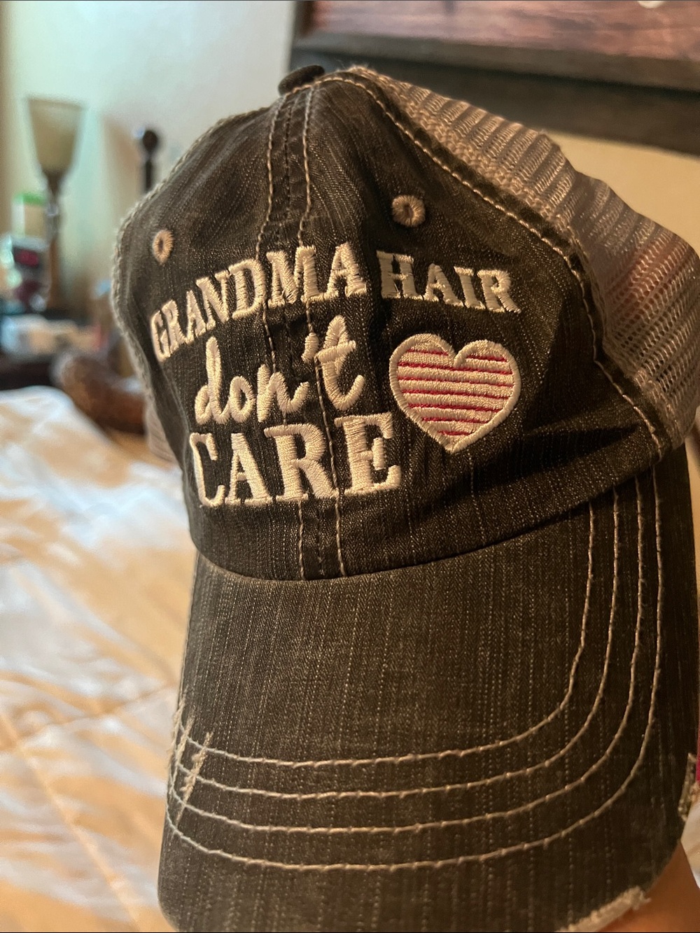 Grandma Hair Don't Care Embroidered Trucker Hat